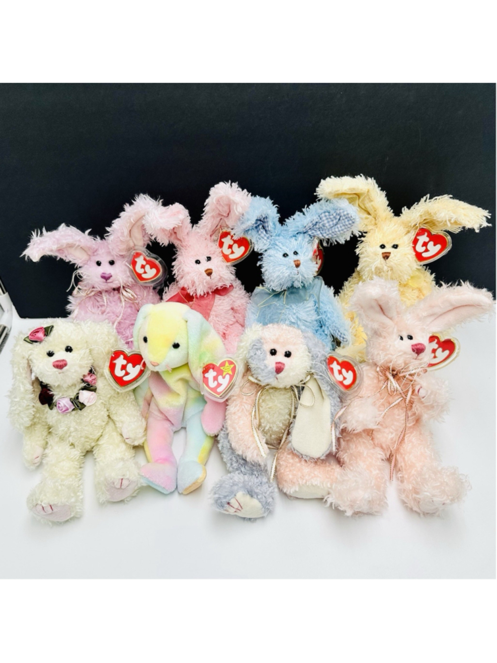 TY Attic Treasures Bunnies Collectible Jointed with Ear Tag 1993 2000 Lot of 8